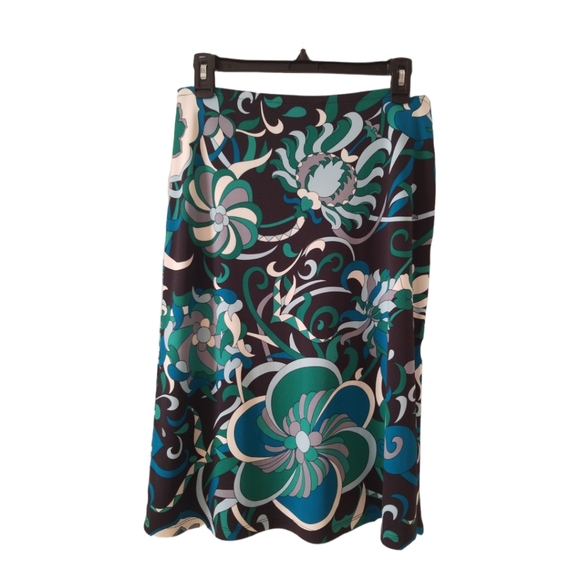 New York & Company Black/Teal/Green Printed Skirt - Picture 2 of 7